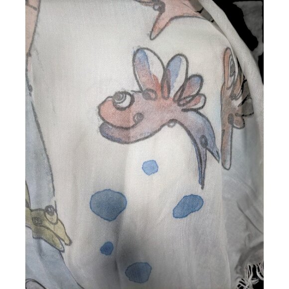 Whimsical Italian "The Sea Ends Where The Sky Begins" Art Scarf/Shawl - Picture 5 of 16
